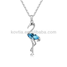 Оптовые куриные крылья цены элегантные птицы кулон ожерелье синий сапфир кристалл ожерелье